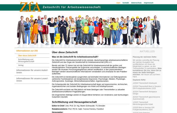 Vorschau von www.zfa-online.de, Zeitschrift für Arbeitswissenschaft