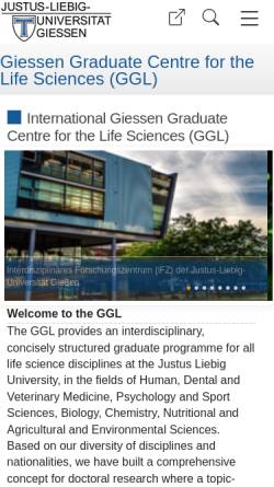 Vorschau der mobilen Webseite www.uni-giessen.de, Gießener Graduiertenzentrum Lebenswissenschaften (GGL)