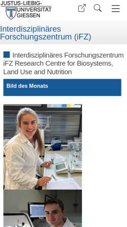 Vorschau der mobilen Webseite www.uni-giessen.de, Interdisziplinäres Forschungszentrum für biowissenschaftliche Grundlagen der Umweltsicherung (IFZ)