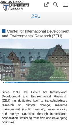 Vorschau der mobilen Webseite www.uni-giessen.de, Zentrum für internationale Entwicklungs- und Umweltforschung (ZEU)