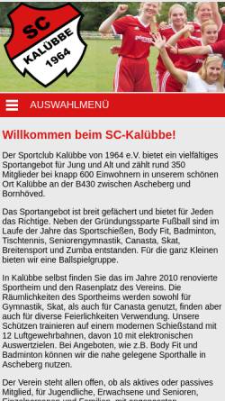 Vorschau der mobilen Webseite www.sc-kaluebbe.de, Sportclub Kalübbe 1964