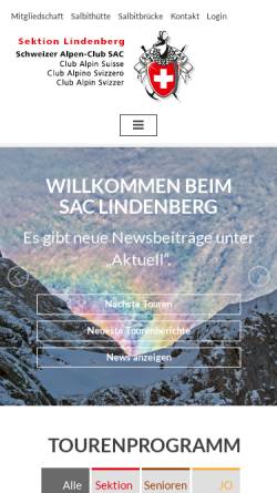 Vorschau der mobilen Webseite www.sac-lindenberg.ch, SAC Sektion Lindenberg