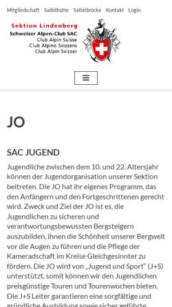 Vorschau der mobilen Webseite www.jo-sac.ch, SAC Sektion Lindenberg - Jugendorganisation
