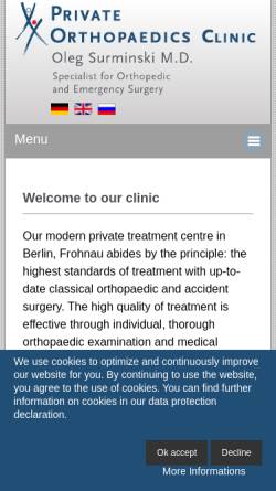 Vorschau der mobilen Webseite www.privat-orthopaedie.de, Dr. Surminski