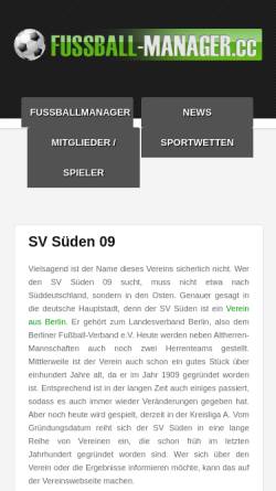 Vorschau der mobilen Webseite www.sueden-09.de, SV Süden 09 Berlin
