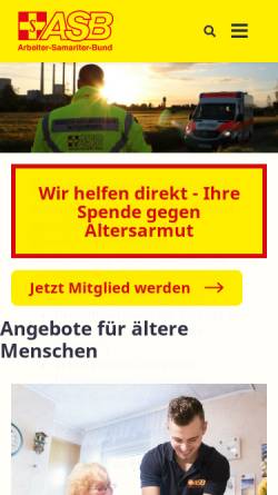 Vorschau der mobilen Webseite www.asb-offenbach.de, Arbeiter-Samariter-Bund Ortsverband Offenbach