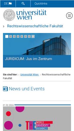 Vorschau der mobilen Webseite juridicum.univie.ac.at, Juridicum Online