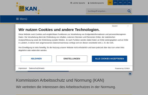 Vorschau von nora.kan.de, Normen-Recherche Arbeitsschutz (NoRA)