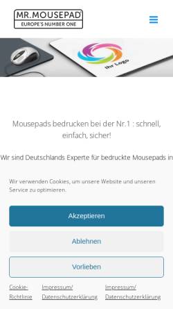 Vorschau der mobilen Webseite www.mr-mousepad.de, Mr. Mousepad, Inh. Renate Hensel