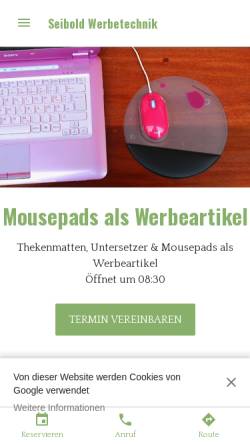 Vorschau der mobilen Webseite seibold-werbetechnik.business.site, Seibold Mousepads - Andreas Seibold Werbetechnik & Siebdruck