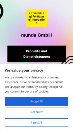 Vorschau der mobilen Webseite www.munda.de, MundA - Gesellschaft für Mensch und Arbeit mbH