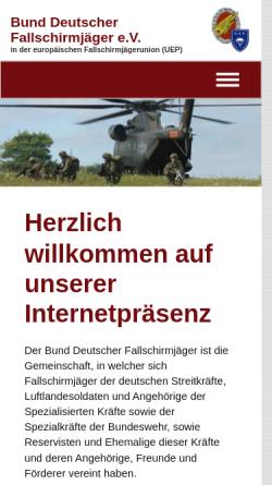 Vorschau der mobilen Webseite www.fschjgbund.de, Bund Deutscher Fallschirmjäger e.V.