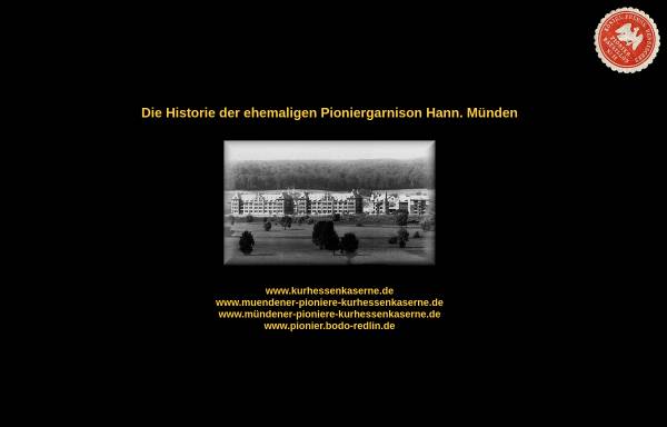Vorschau von www.muendener-pioniere-kurhessenkaserne.de, Historie der ehemaligen Pioniergarnison Hann. Münden