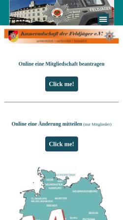 Vorschau der mobilen Webseite www.feldjaeger.de, Kameradschaft der Feldjäger e.V.