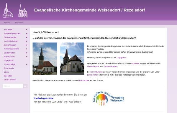 Vorschau von www.weisendorf-evangelisch.de, Evangelische Kirchengemeinde Weisendorf/Rezelsdorf
