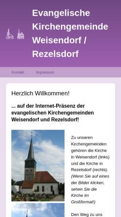 Vorschau der mobilen Webseite www.weisendorf-evangelisch.de, Evangelische Kirchengemeinde Weisendorf/Rezelsdorf