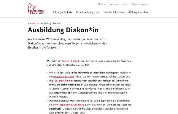 Vorschau von www.wichernkolleg.de, Wichern- Kolleg des Evangelischen Johannesstifts Berlin