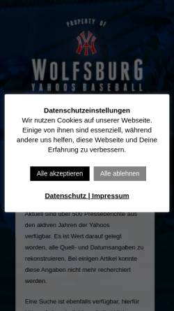Vorschau der mobilen Webseite www.wolfsburg-yahoos.de, Wolfsburg Yahoos