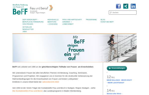 Vorschau von www.beff-frauundberuf.de, Berufliche Förderung von Frauen e.V. [BeFF] - Kontaktstelle Frau und Beruf