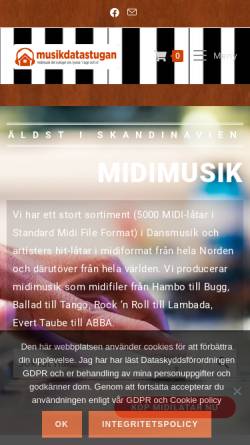 Vorschau der mobilen Webseite www.musikdatastugan.se, Midifilepool.com