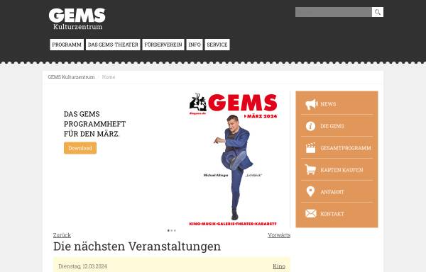 Vorschau von www.diegems.de, Kulturzentrum GEMS