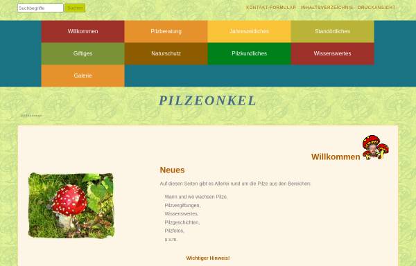 Vorschau von www.pilzeonkel.de, Lothis pilzige Seiten