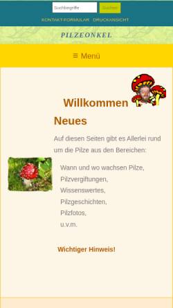 Vorschau der mobilen Webseite www.pilzeonkel.de, Lothis pilzige Seiten