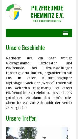 Vorschau der mobilen Webseite www.pilzfreunde-chemnitz.de, Pilzfreunde Chemnitz e.V.