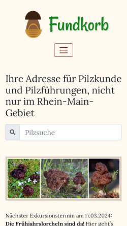 Vorschau der mobilen Webseite www.fundkorb.de, Pilzfreunde Rhein-Main