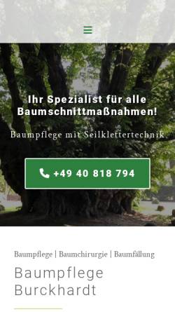Vorschau der mobilen Webseite www.baumpflegeburckhardt.de, Burckhardt, Ralf