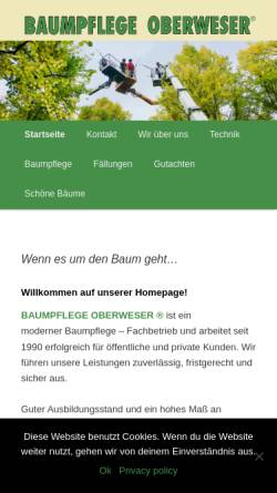 Vorschau der mobilen Webseite www.baumpflege-oberweser.de, Helmchen, Thomas - Baumpflege Oberweser