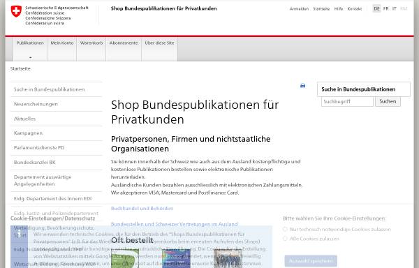 Vorschau von www.bundespublikationen.admin.ch, Bundespublikationen