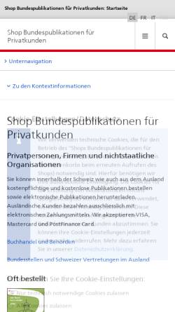 Vorschau der mobilen Webseite www.bundespublikationen.admin.ch, Bundespublikationen