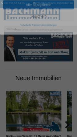 Vorschau der mobilen Webseite bachmann-immobilien.de, Bachmann Immobilien GmbH