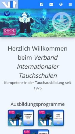Vorschau der mobilen Webseite www.vit-2000.de, Verband Internationaler Tauchschulen (VIT)