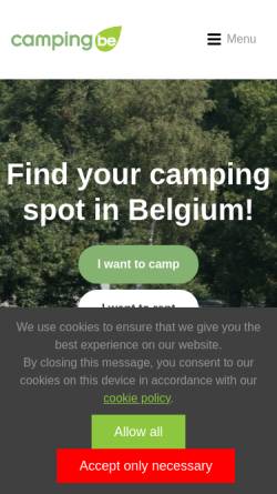 Vorschau der mobilen Webseite www.camping.be, Camping.be