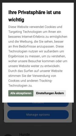Vorschau der mobilen Webseite www.tiere.de, Tiere.de