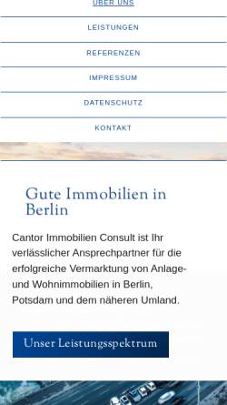 Vorschau der mobilen Webseite cantor-immobilien.de, Cantor Grundstücks-GmbH