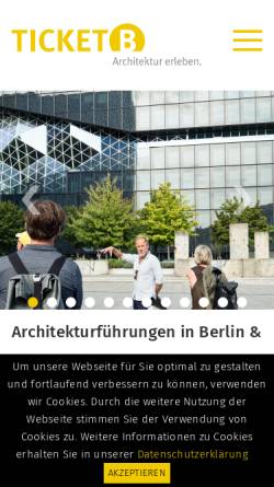 Vorschau der mobilen Webseite ticket-b.de, Ticket-B - Stadtführungen von Architekten in Berlin