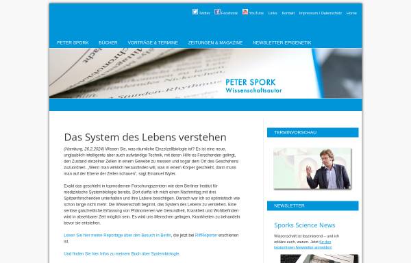 Vorschau von www.peter-spork.de, Peter Spork Wissenschaftsjournalist und Autor