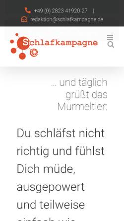 Vorschau der mobilen Webseite schlafkampagne.de, Schlafkampagne