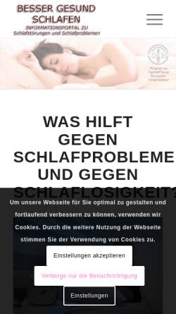 Vorschau der mobilen Webseite www.besser-gesund-schlafen.com, Schlafprobleme und Schlaflosigkeit