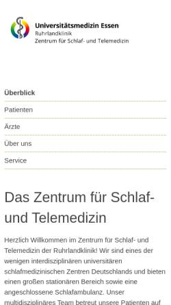 Vorschau der mobilen Webseite www.schlafmedizin-essen.de, Schlafzentrum Ruhrlandklinik