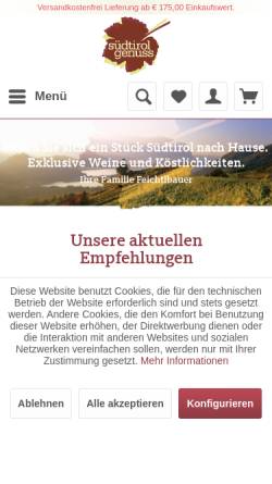 Vorschau der mobilen Webseite www.suedtirolgenuss.de, Handelsvertretung J. Feichtlbauer