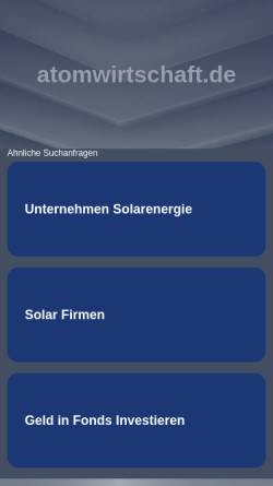 Vorschau der mobilen Webseite www.atomwirtschaft.de, ATW - Internationale Zeitschrift für Kernenergie