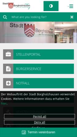 Vorschau der mobilen Webseite www.borgholzhausen.de, Borgholzhausen