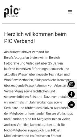 Vorschau der mobilen Webseite www.pic-verband.de, Professional Imagers Club (PIC)