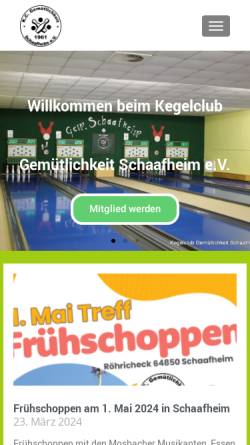 Vorschau der mobilen Webseite www.kegelclub-schaafheim.de, Kegelclub Gemütlichkeit Schaafheim e.V.