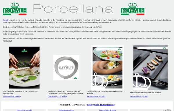 Vorschau von www.royale-deutschland.de, Innovatio Gastronomiebedarfs GmbH, ROYALE-Deutschland