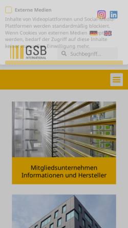 Vorschau der mobilen Webseite gsb-international.de, Gütegemeinschaft für die Stückbeschichtung von Bauteilen e.V.